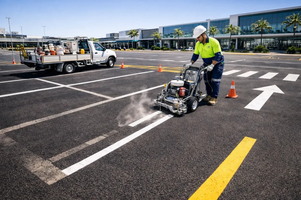 car park repainting brisbane faded lines restoration