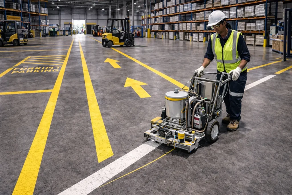 forklift lane marking brisbane warehouse traffic lanes safety floor markings